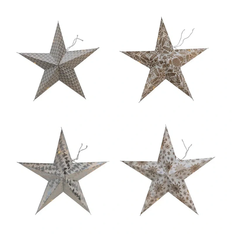 18″ LED Paper Star Ornament // 4 Styles