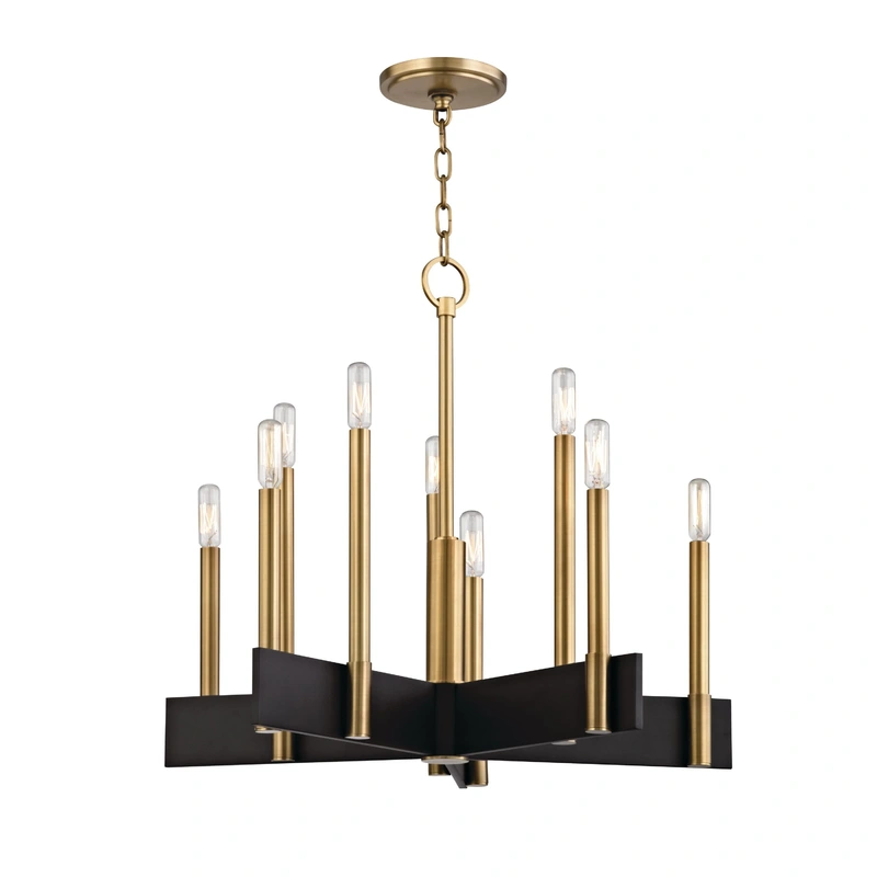 Abrams 10 Light Chandelier // Aged Brass