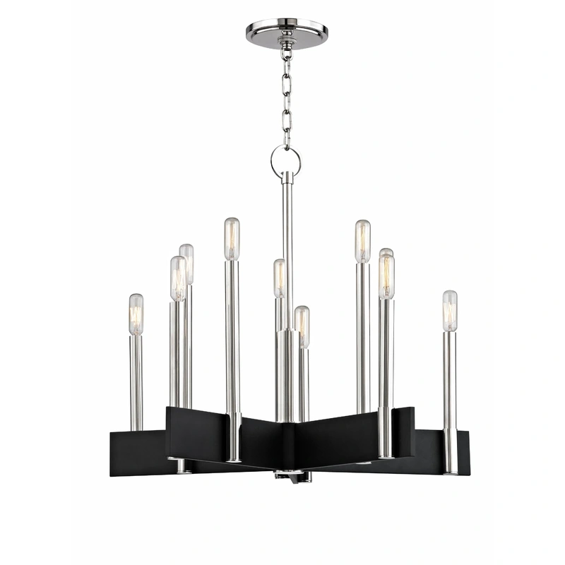 Abrams 10 Light Chandelier // Polished Nickel