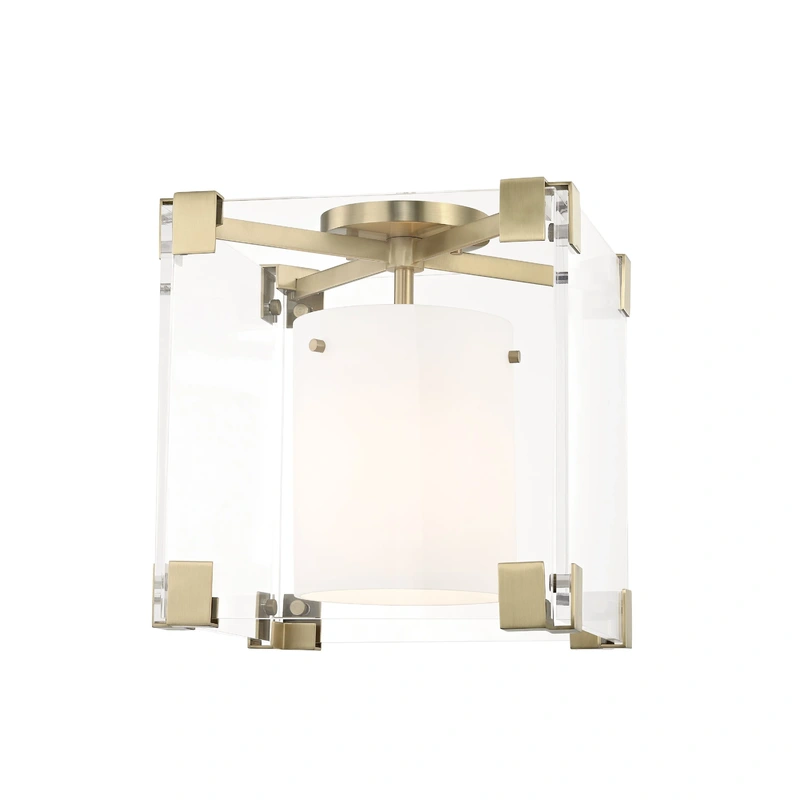 Achilles 1 Light Flush Mount // Aged Brass