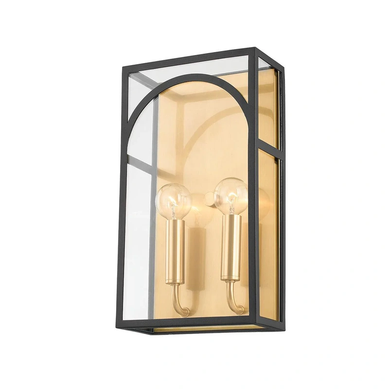 Addison 2 Light Wall Sconce // Aged Brass & Textured Black Combo