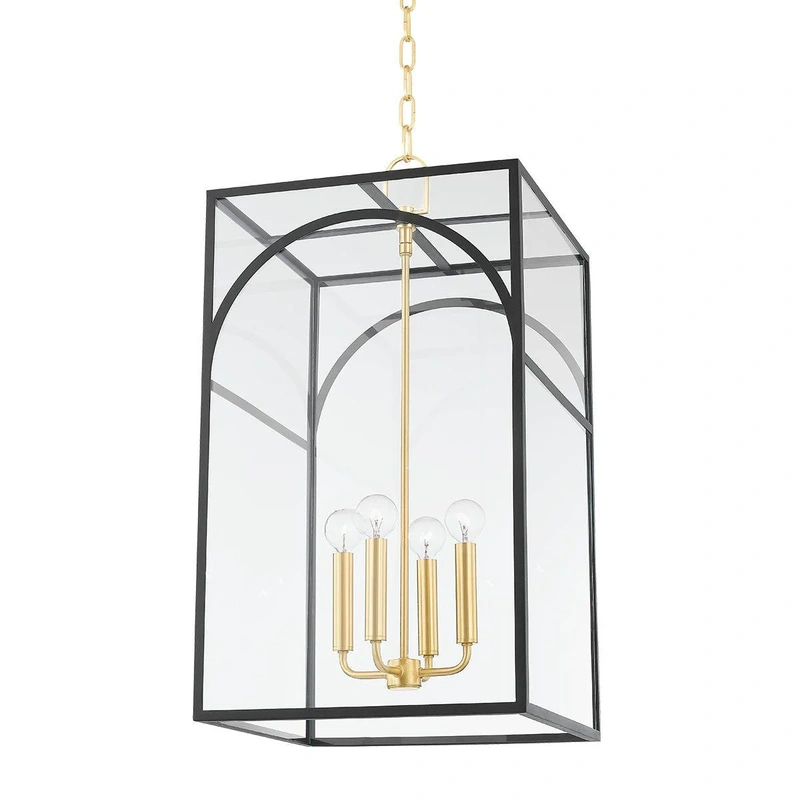 Addison 4 Light Large Pendant // Aged Brass & Textured Black Combo