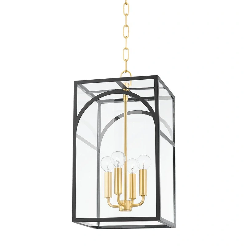 Addison 4 Light Small Pendant // Aged Brass & Textured Black Combo