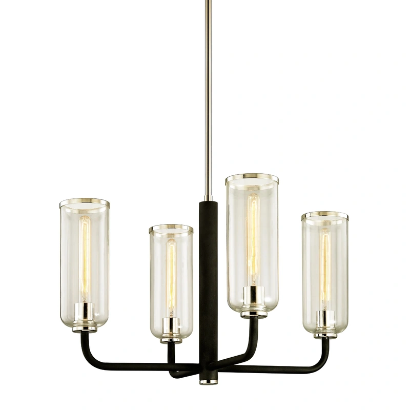 Aeon 4 Light Chandelier // Carbide BLK & Pol Nickel