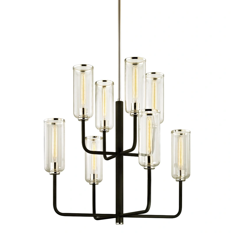 Aeon 8 Light Chandelier // Carbide BLK & Pol Nickel