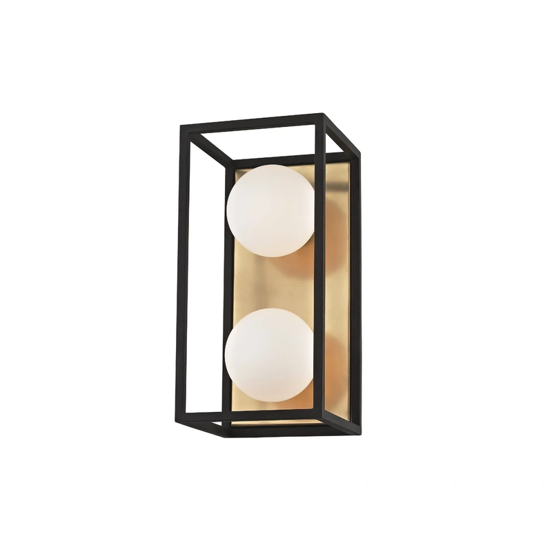 Aira 2 Light Bath Bracket // Aged Brass & Black