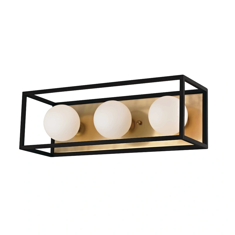 Aira 3 Light Bath Bracket // Aged Brass & Black