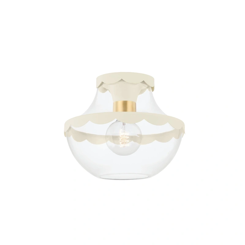 Alaina 1 Light Semi Flush // Aged Brass