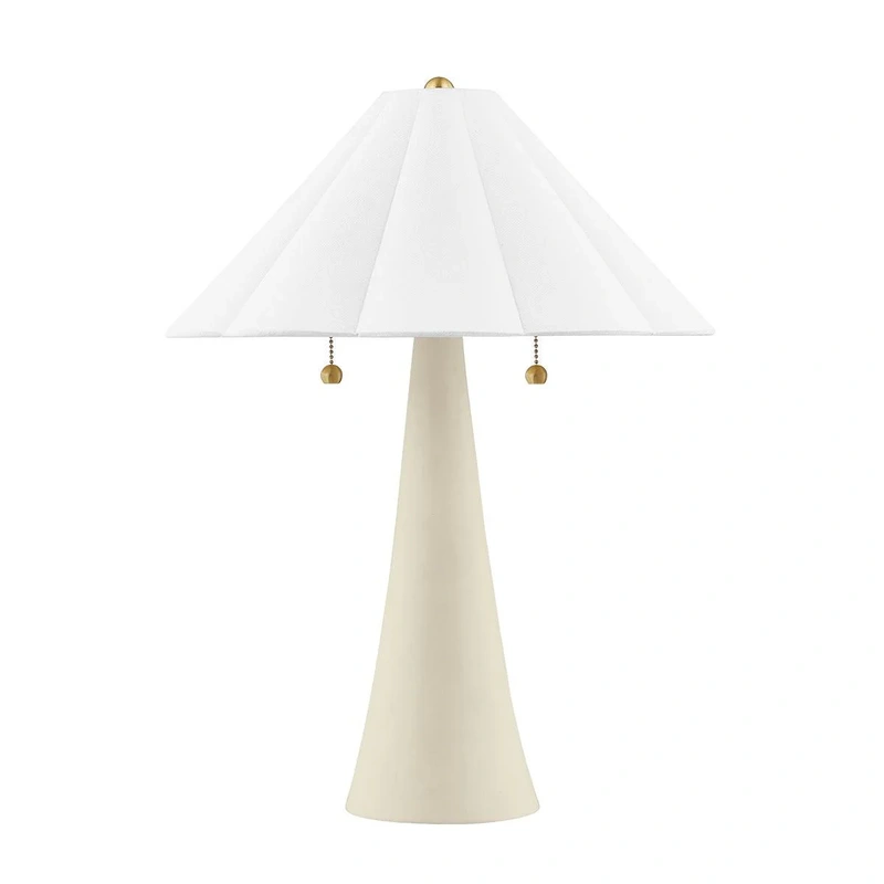 Alana 2 Light Table Lamp // Aged Brass & Ceramic Antique Ivory