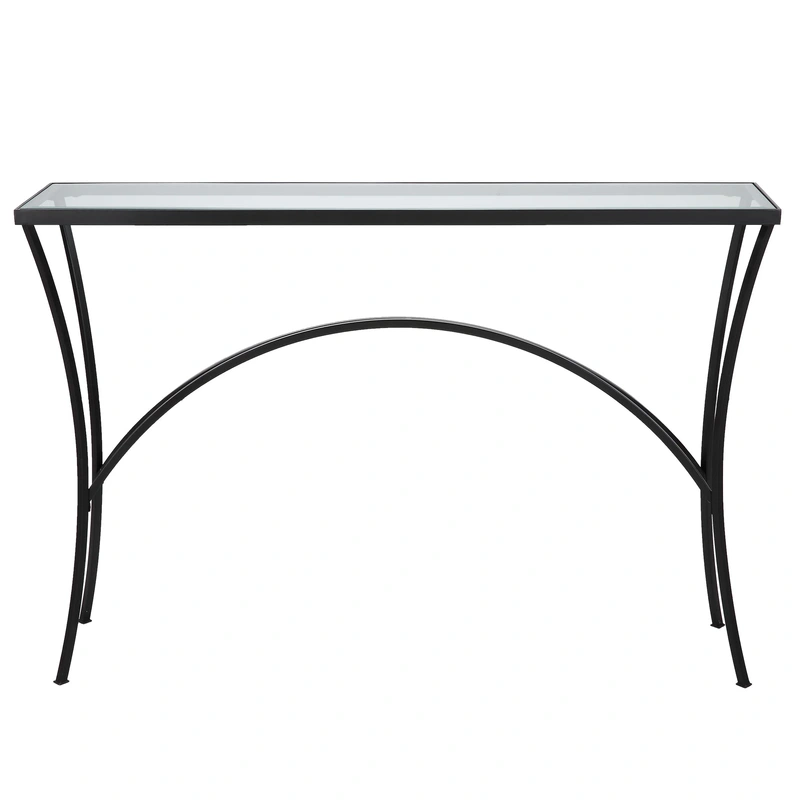 Alayna Black Metal & Glass Console Table