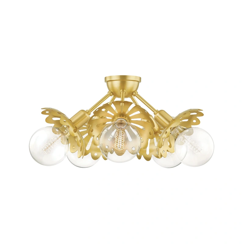 Alyssa 5 Light Semi Flush // Aged Brass