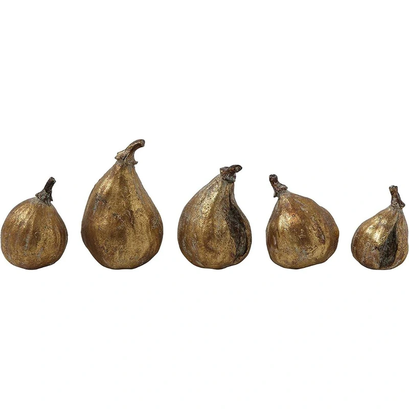 Antique Gold Resin Figs // Set of 5