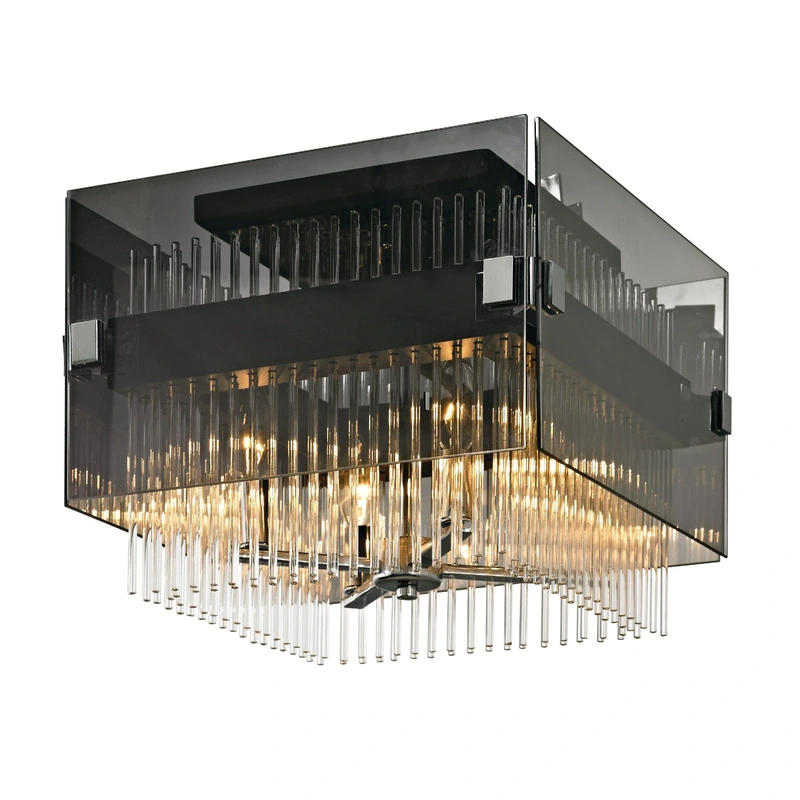 Apollo 4 Light Ceiling Semi Flush // Dark Bronze Polished Chrome