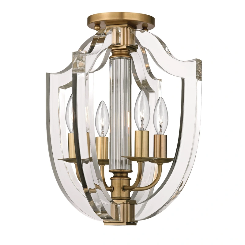 Arietta 4 Light Semi Flush // Aged Brass