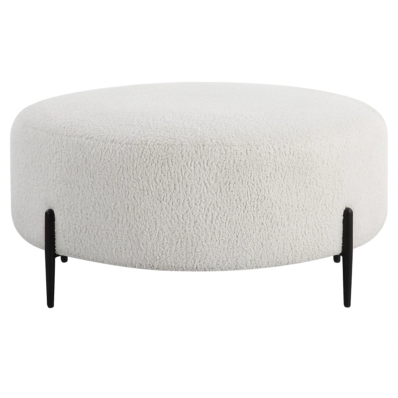 Arles Large Plush White Ottoman