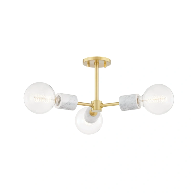 Asime 3 Light Semi Flush // Aged Brass