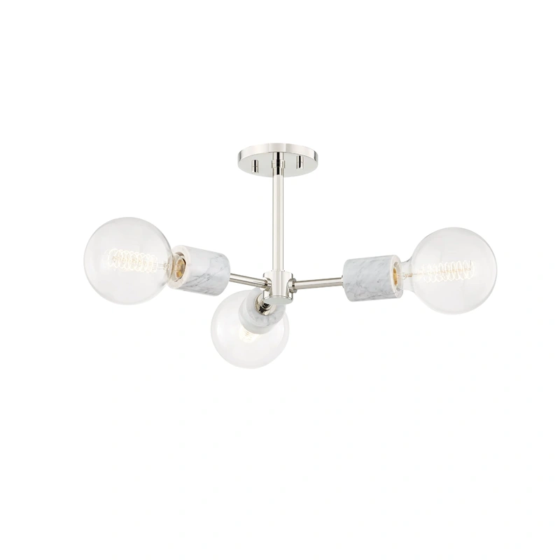 Asime 3 Light Semi Flush // Polished Nickel