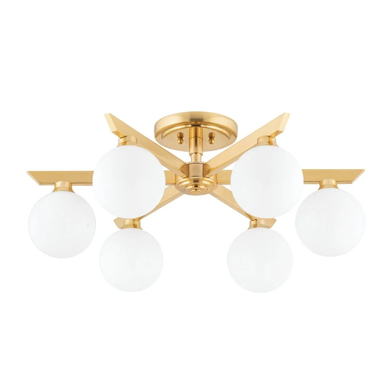 Astra 6 Light Semi Flush // Vintage Brass