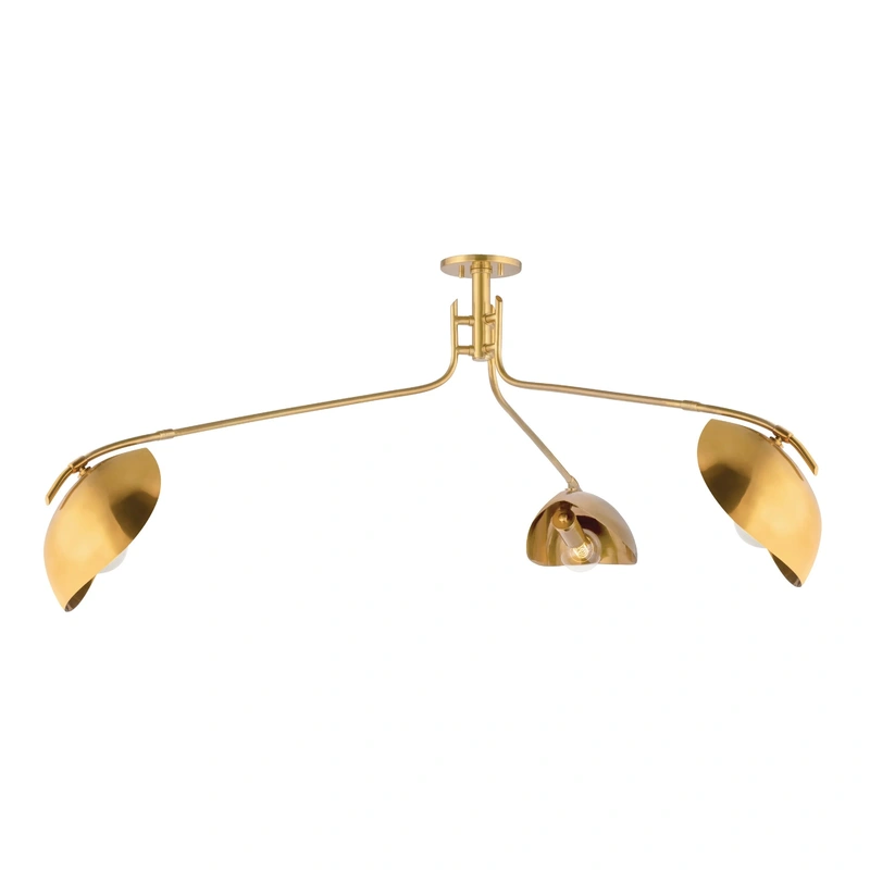 Avondale 3 Light Semi Flush // Aged Brass