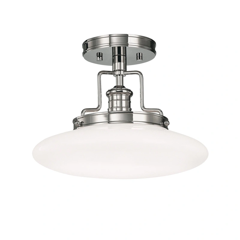 Beacon 1 Light Semi Flush // Polished Nickel // Small