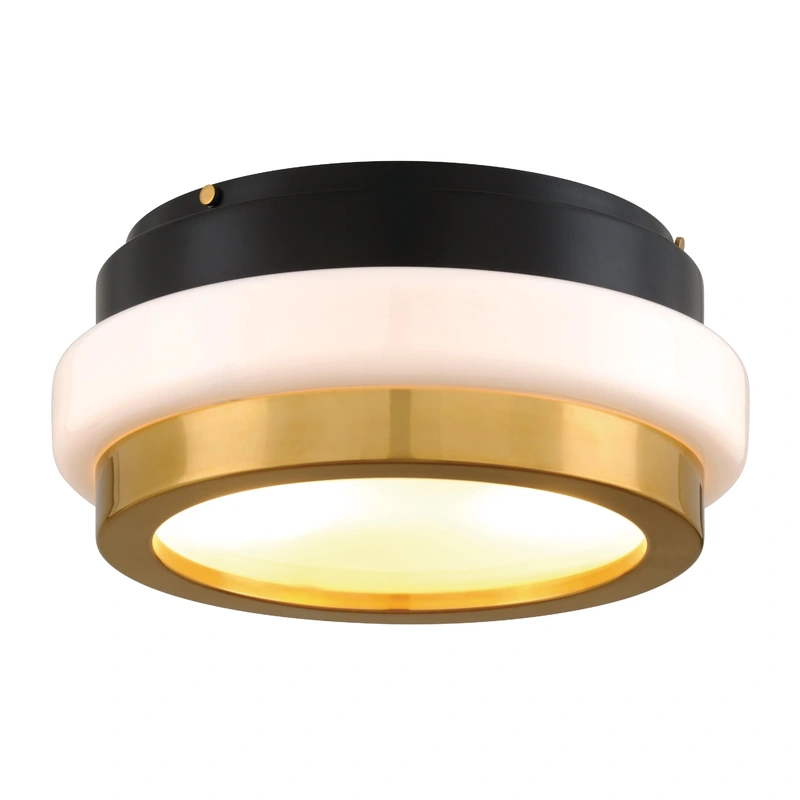 Beckenham 2 Light Flush // Vintage Polished Brass and Black