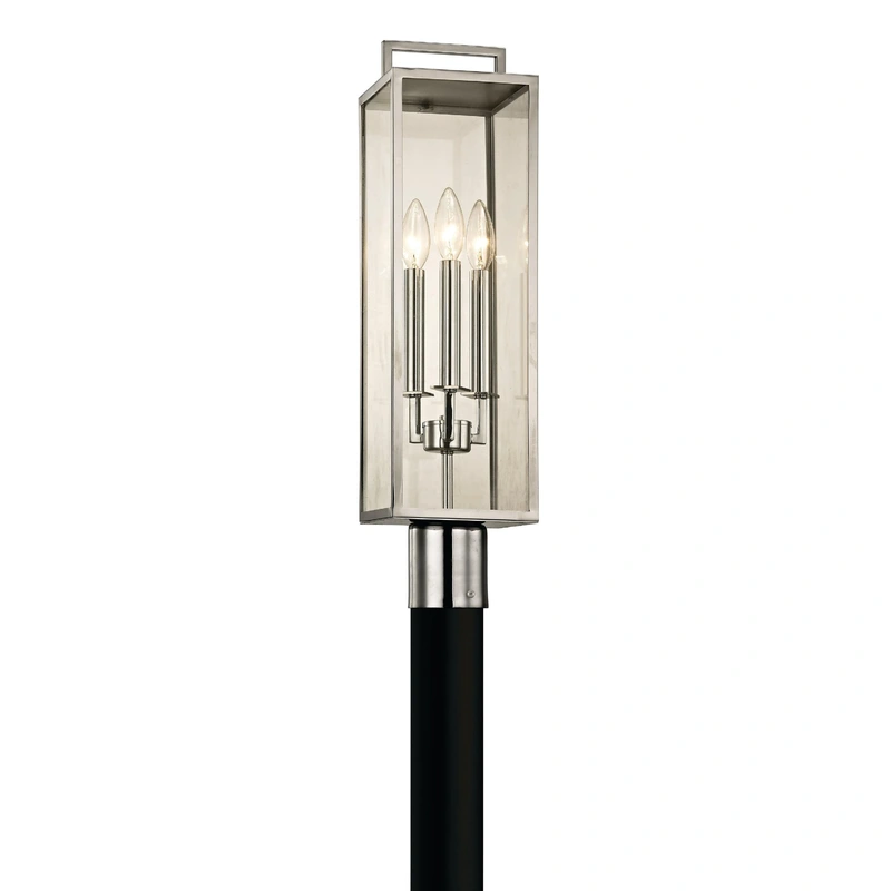 Beckham 3 Light Post // Polished Stainless