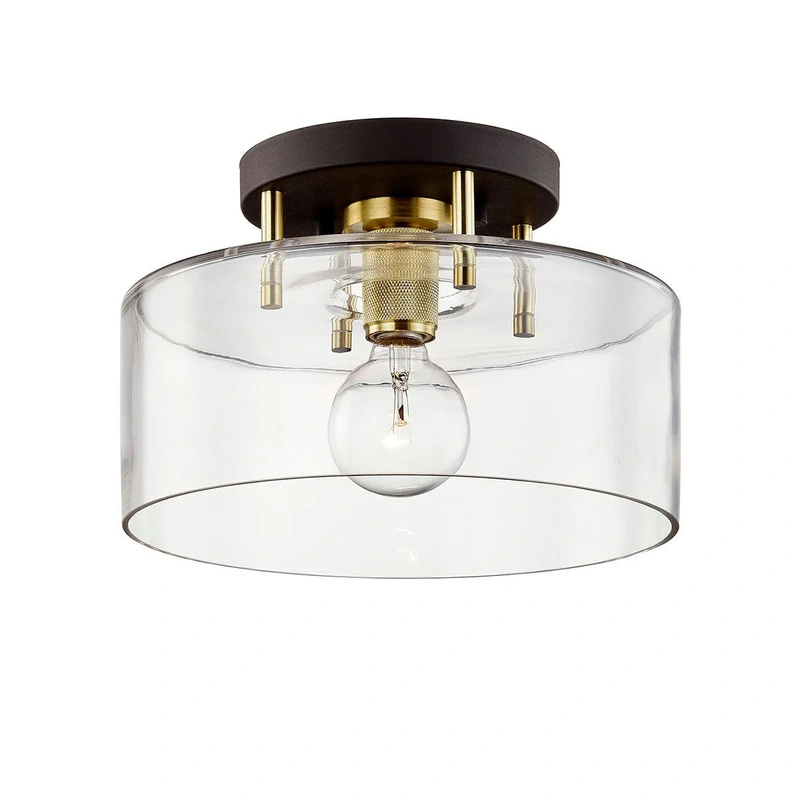 Bergamot Station 1 Light Semi Flush // Bronze and Brass // Large