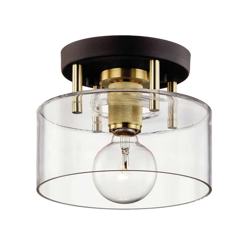 Bergamot Station 1 Light Semi Flush // Bronze and Brass // Small