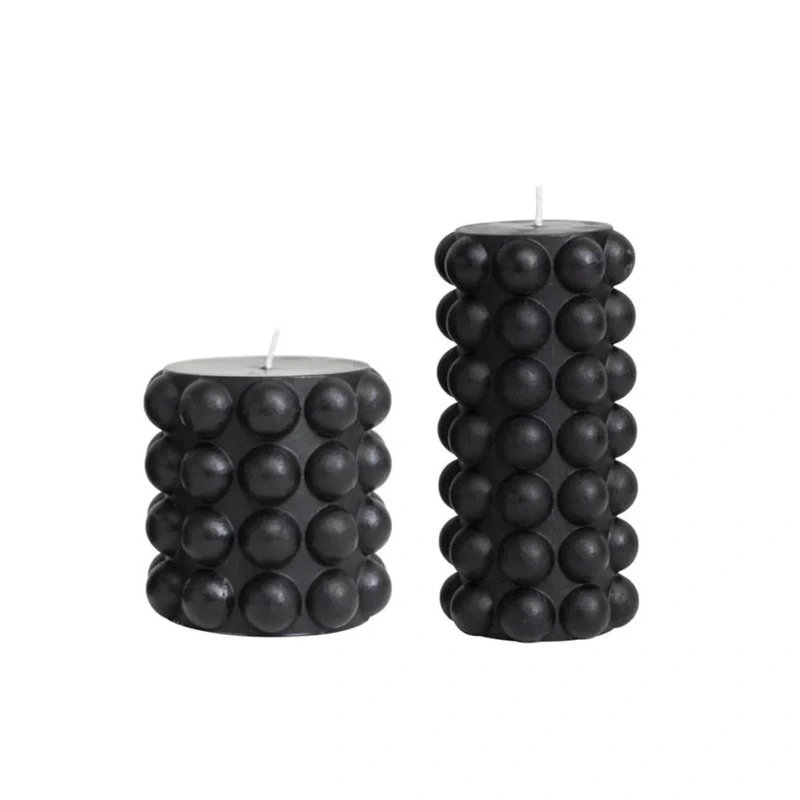 Black Hobnail Pillar Candle // 2 Sizes