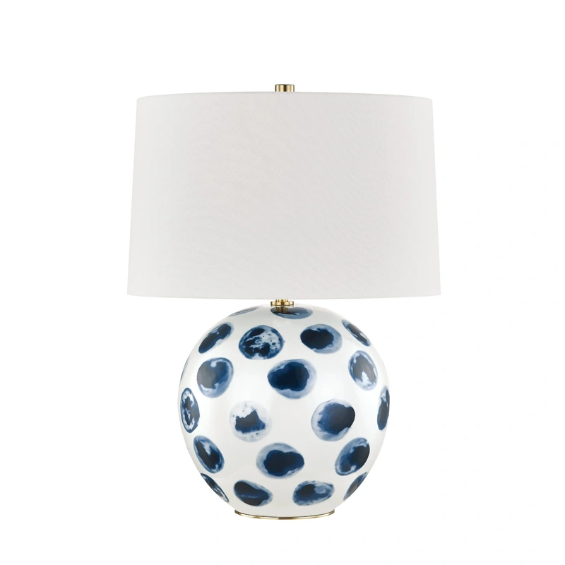 Blue Point 1 Light Table Lamp // White Bisque & Blue Dots