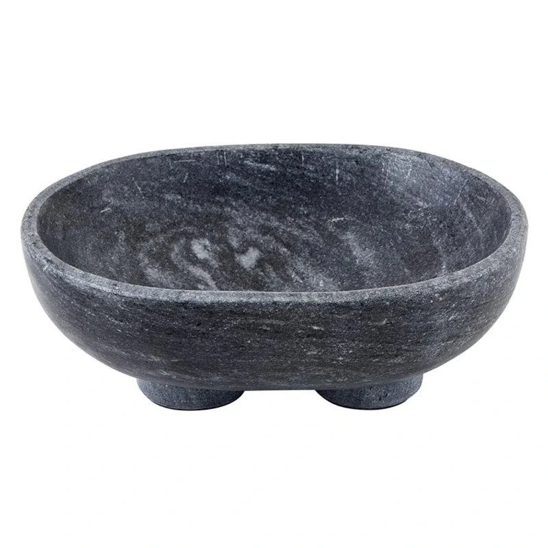 Charcoal Marble Footed Bowl // Large