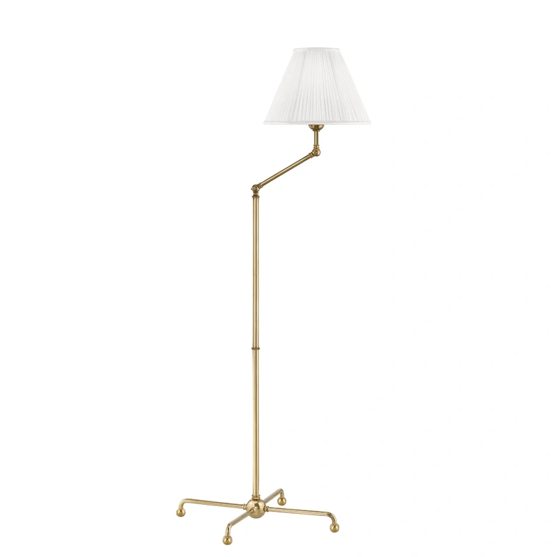 Classic No.1 1 Light Adjustable Floor Lamp // Aged Brass