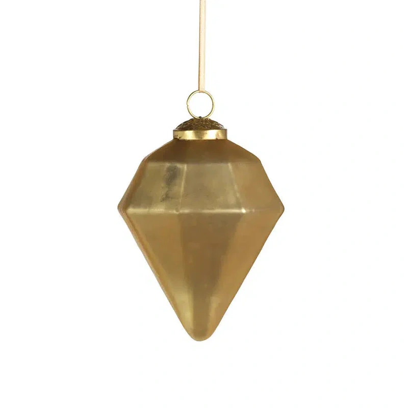 Diamond Shape Glass Ornament // Gold