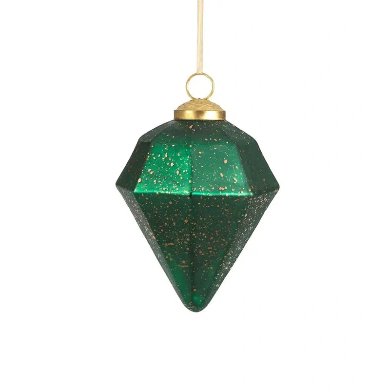 Diamond Shape Glass Ornament // Green