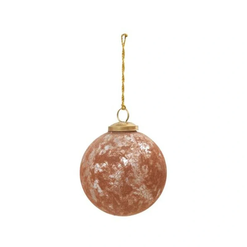 Flocked Rose Mercury Glass Ornament // 2 Sizes