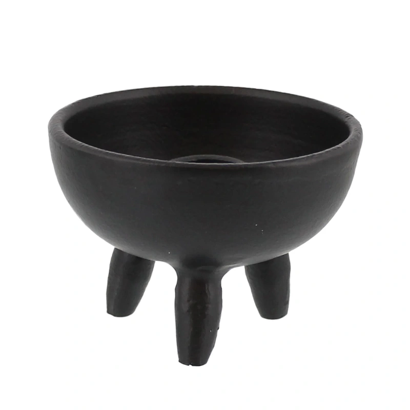 Footed Taper Candle & Incense Holder in Black