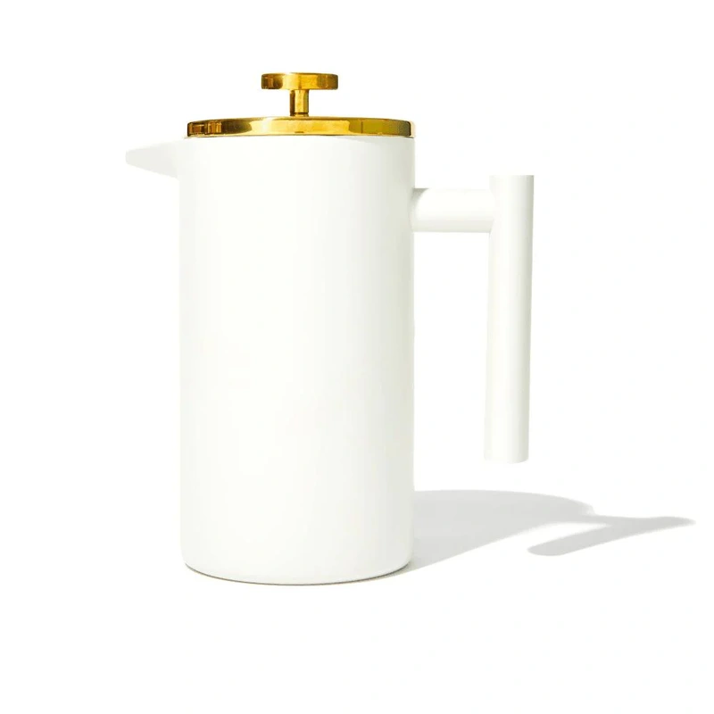 French Press in Matte White & Gold