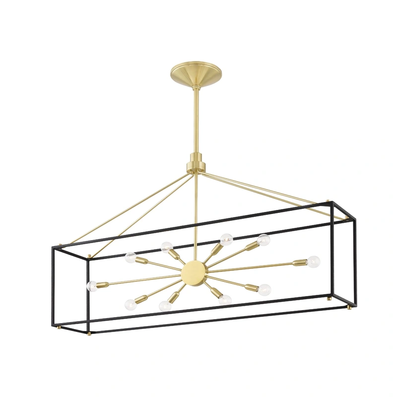 Glendale 10 Light Island Light // Aged Brass & Black