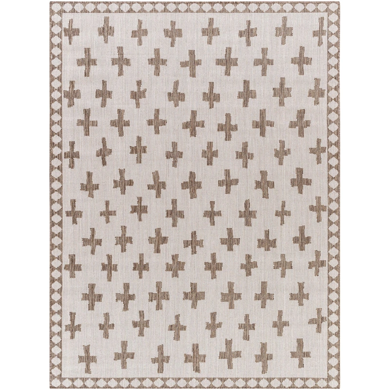 Long Beach Cross Outdoor Rug // Ivory & Brown