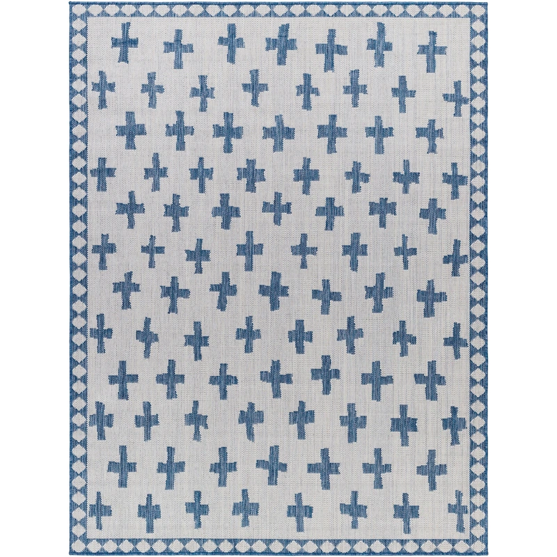 Long Beach Cross Outdoor Rug // Navy