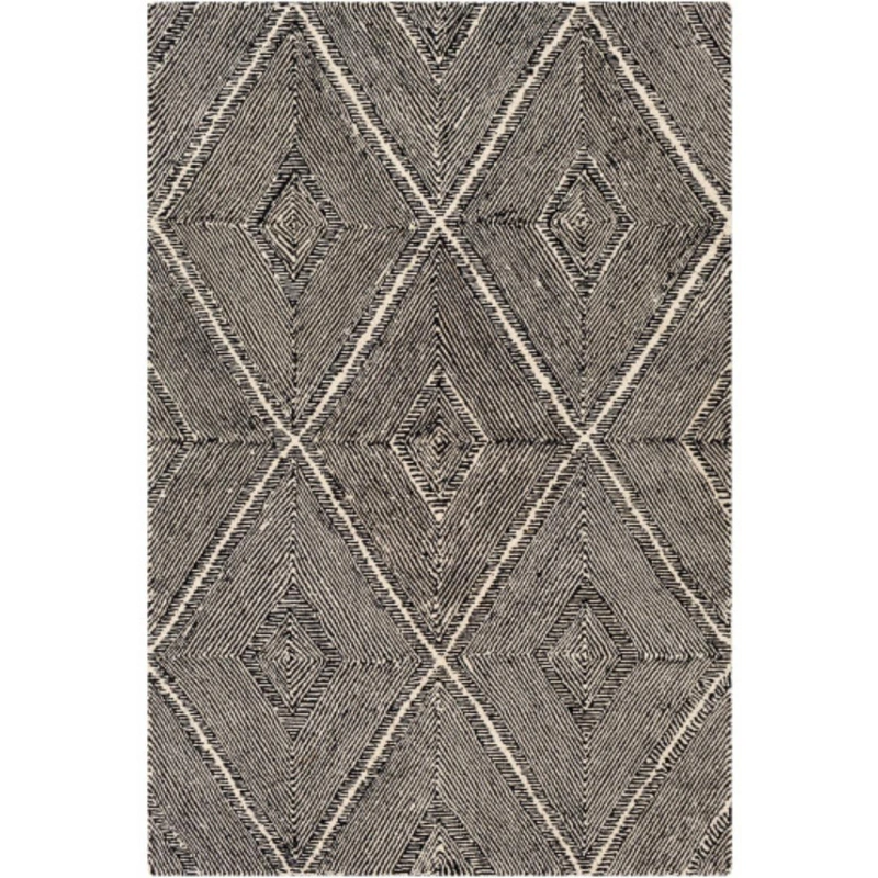 Maroc Black & Cream Diamond Area Rug