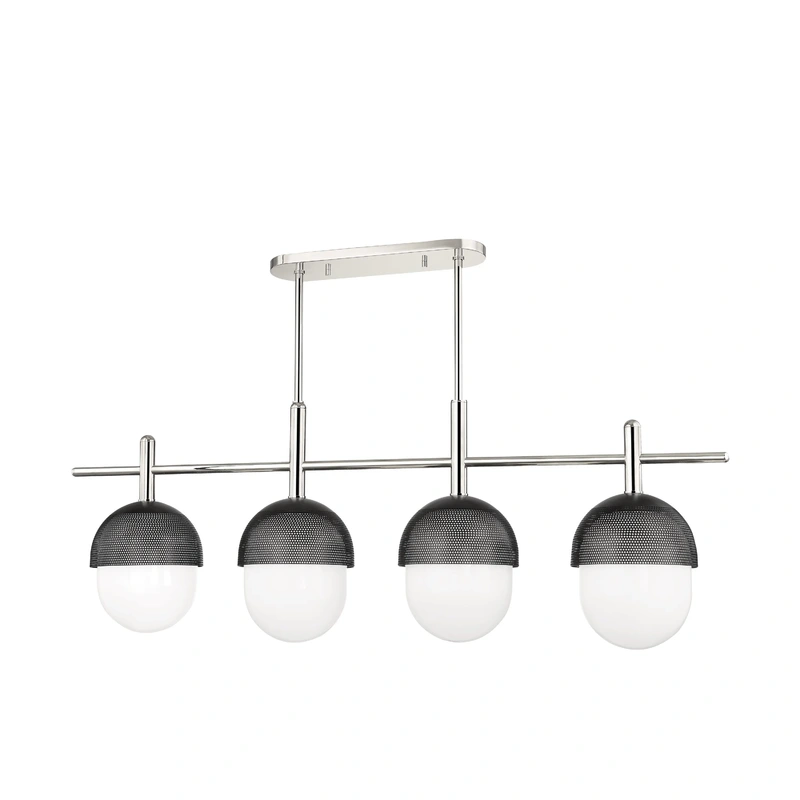 Nyack 4 Light Island Light // Polished Nickel & Black