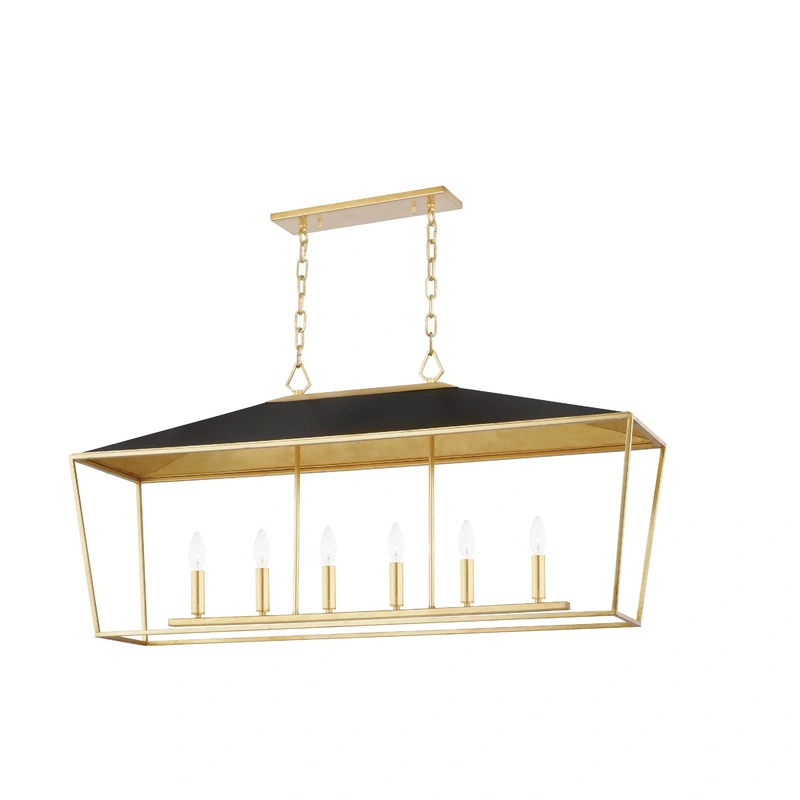 Paxton 6 Light Island Light // Gold Leaf & Black